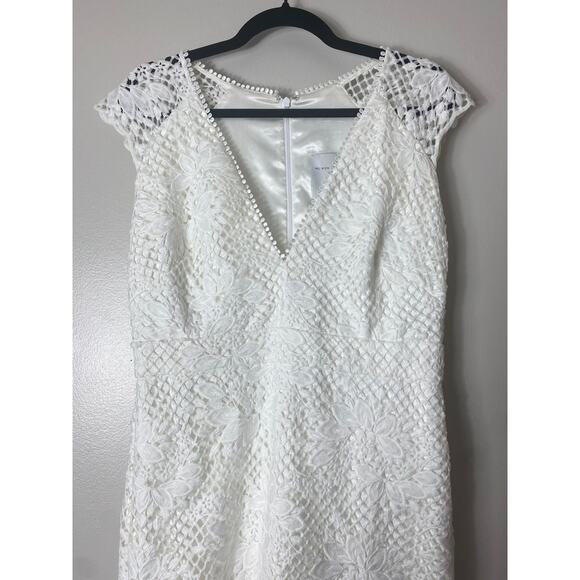 NWT BHLDN MONIQUE LHUILLIER DRESS 14 FLORAL WHITE LACE COCKTAIL BRIDAL WEDDING - Picture 7 of 16